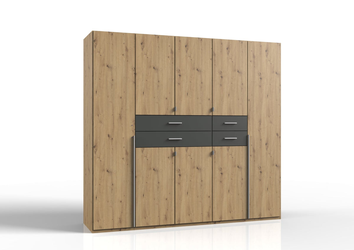 Wimex - Armoire Denver - E58730 - Chêne Artisan/Graphite - 225 x 208 x 58 cm
