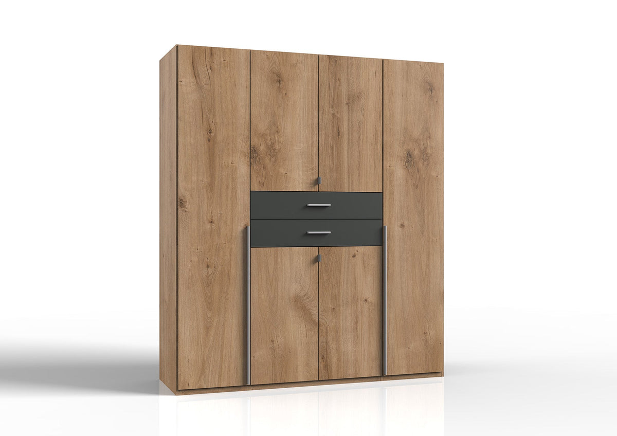 Wimex - Armoire Denver - E64728 - Chêne/Planches graphite - 180x208x58cm