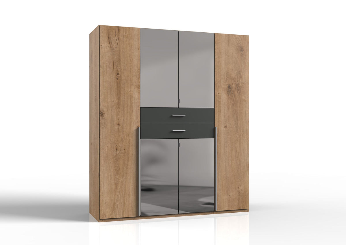 Wimex - Armoire Denver - E64729 - Chêne/Planches graphite - 180x208x58cm
