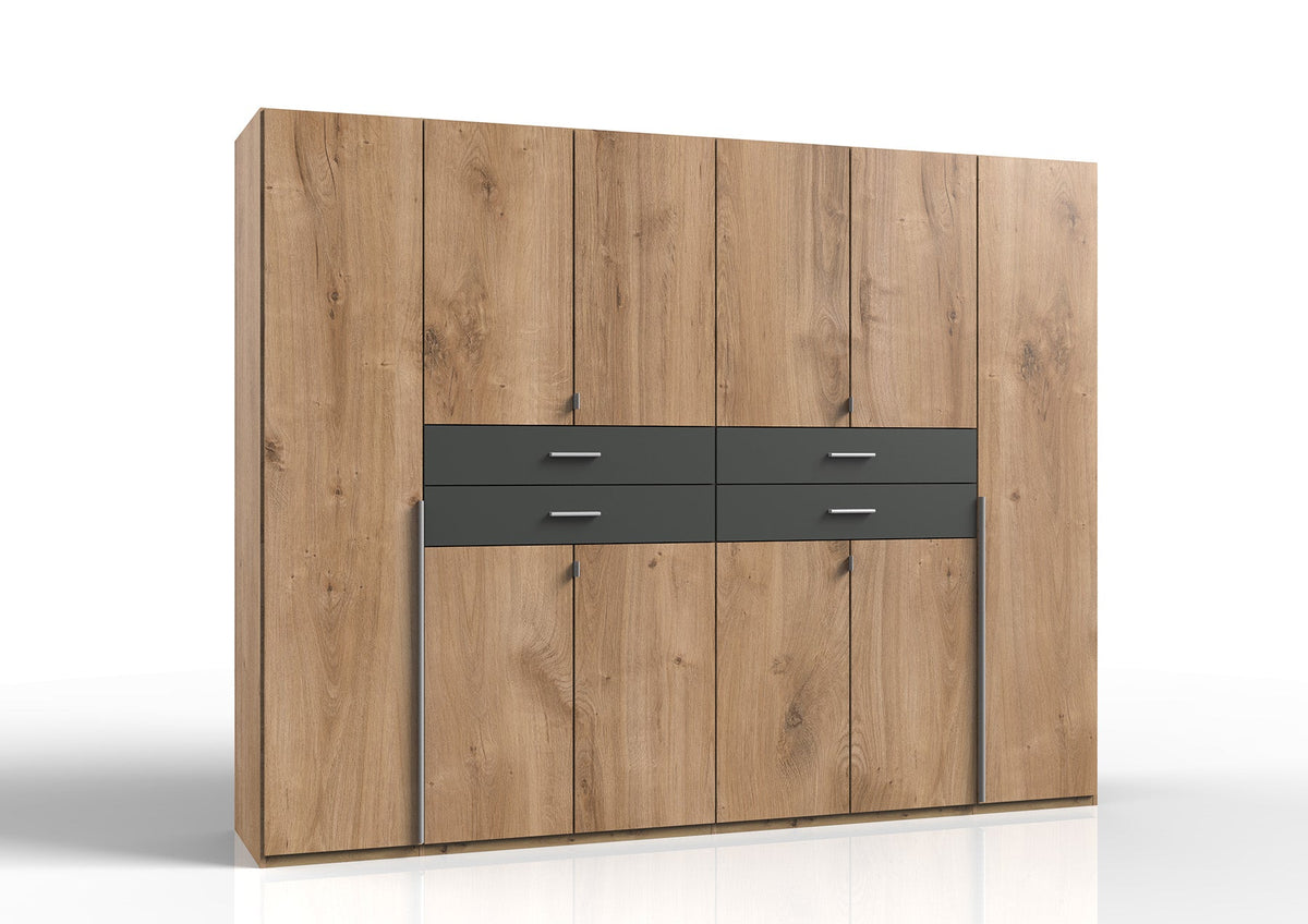 Wimex - Armoire Denver - E64732 - Chêne/Planches graphite - 270x208x58cm