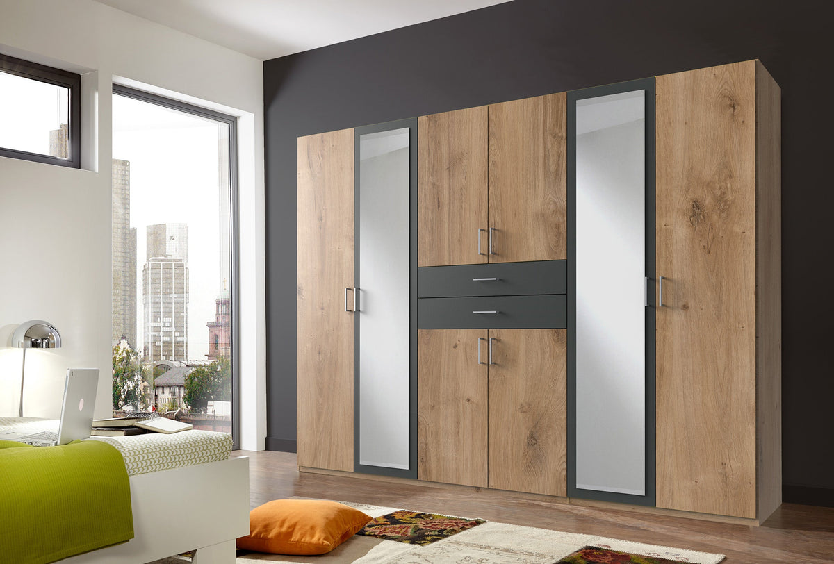 Wimex - Armoire Diver - 454548 - Chêne/Planches graphite - 270x208x58 cm