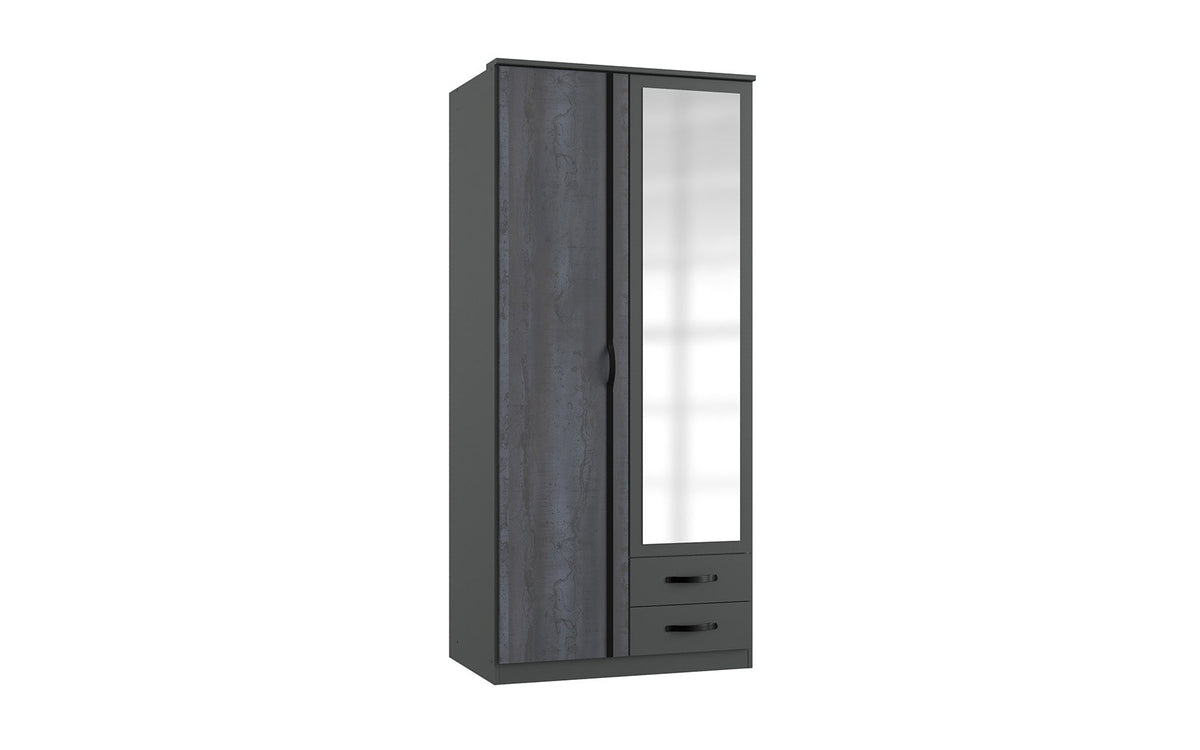 Wimex - Kleerkast Duo - T44210 - Grafiet/Staal/Zwart - 91x199x58cm