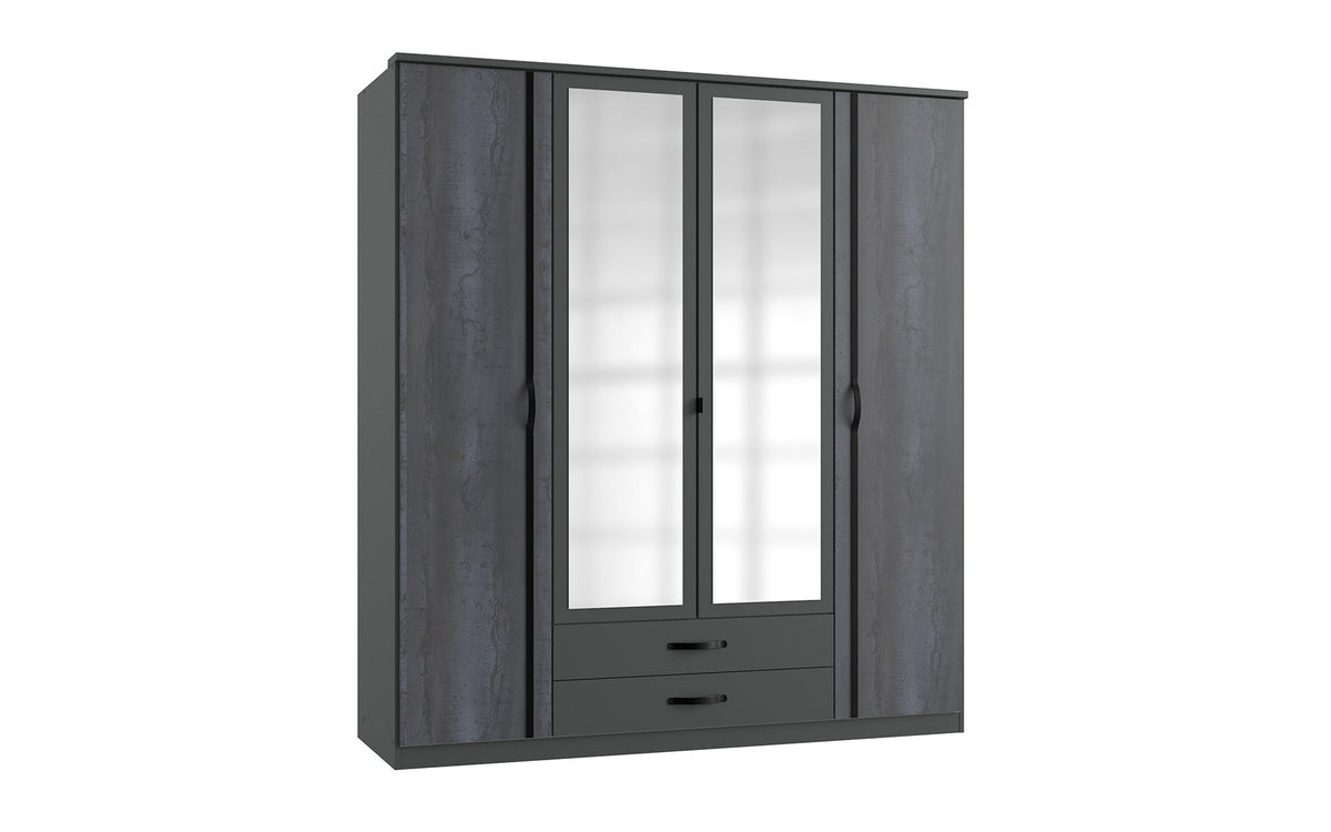 Wimex - Kleerkast Duo - T44453 - Grafiet/Staal/Zwart - 179x199x58cm