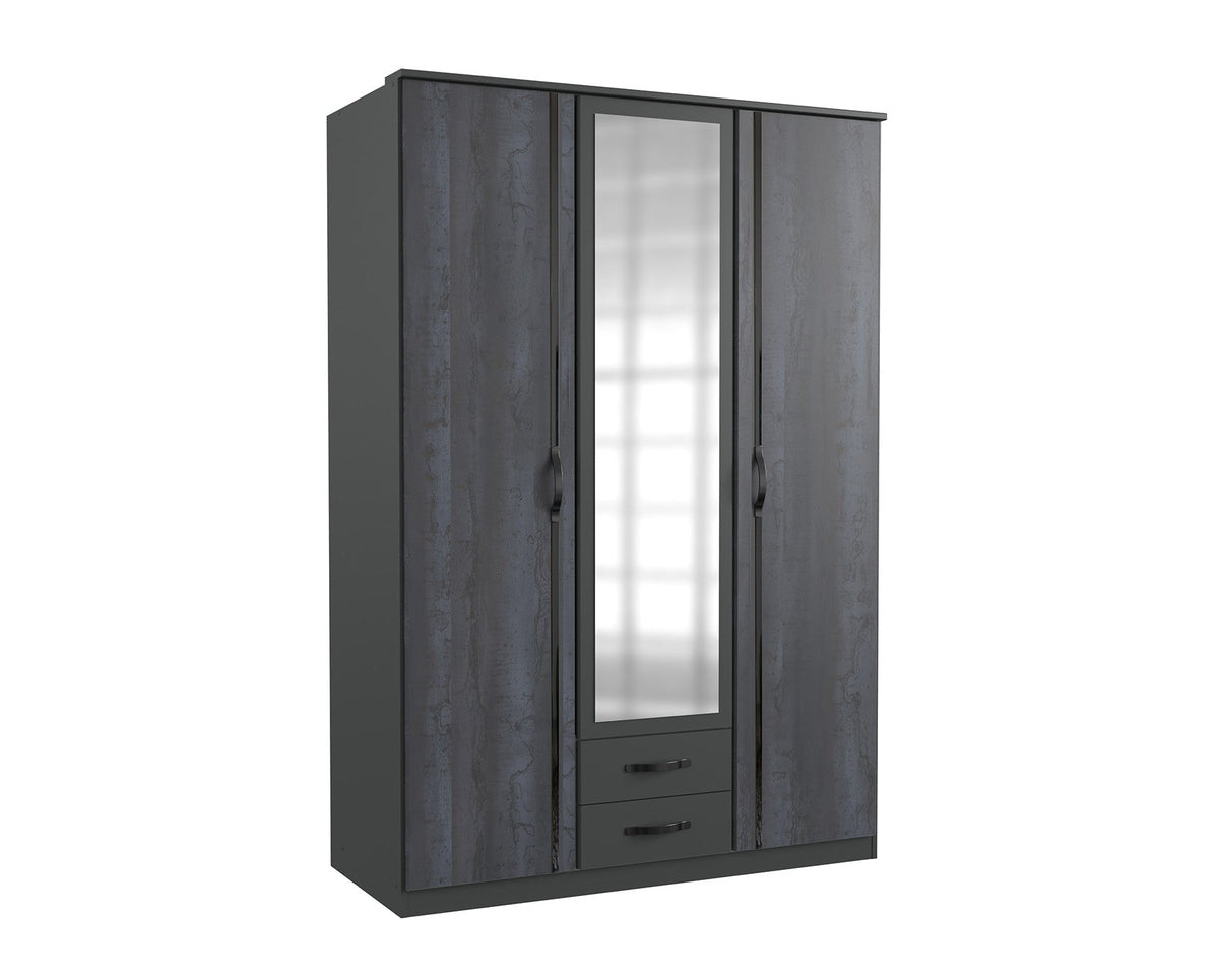 Wimex - Kleerkast Duo - T44484 - Grafiet/Staal/Zwart - 135x199x58cm