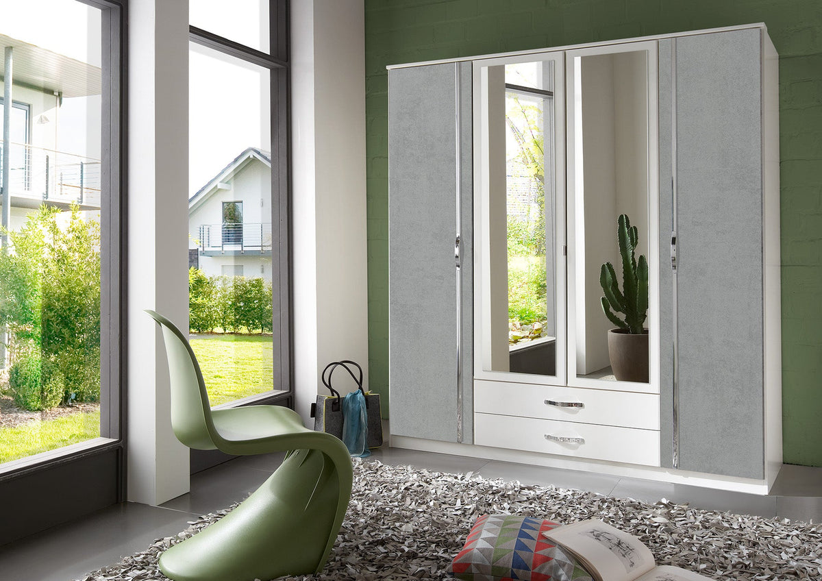 Wimex - Kleerkast Duo - 075453 - Wit/Beton - 179x199x58cm