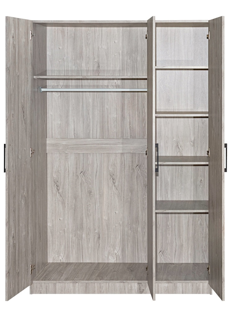 TYC - Jeugdkamer Orfeo - 3-delige set met 3-deurs kast - New grey oak