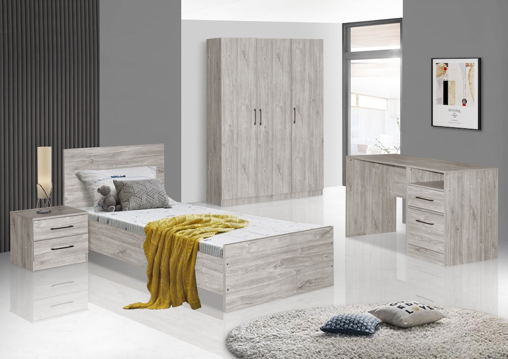TYC - Jeugdkamer Orfeo - 3-delige set met 3-deurs kast - New grey oak