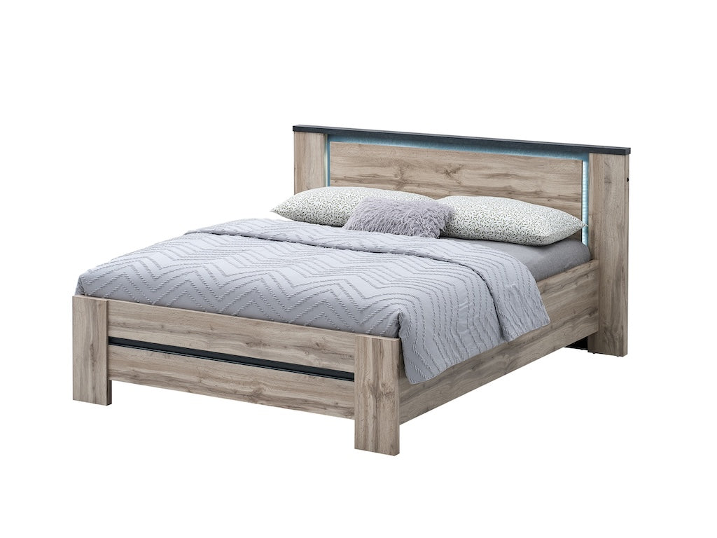 TYC - Chambre Oslander - Ensemble 4 pièces avec armoire 220 cm - Chêne Canada