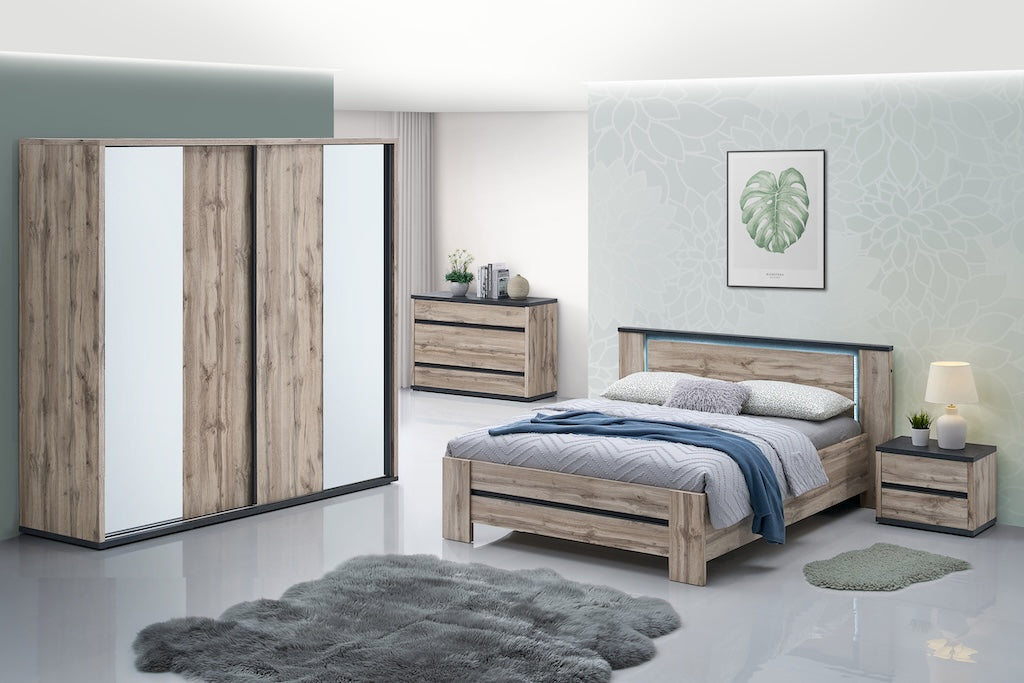 TYC - Slaapkamer Oslander - 4-delige set met Kast 220 cm - Canada oak
