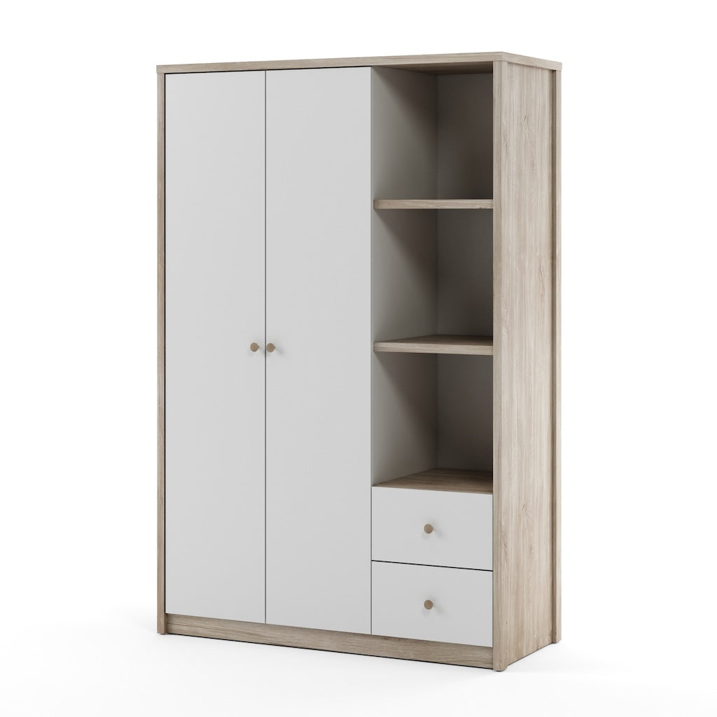 TYC - Jeugdkamer Oziel - 3-delige set met 3-deurs kleerkast - Ivory oak white