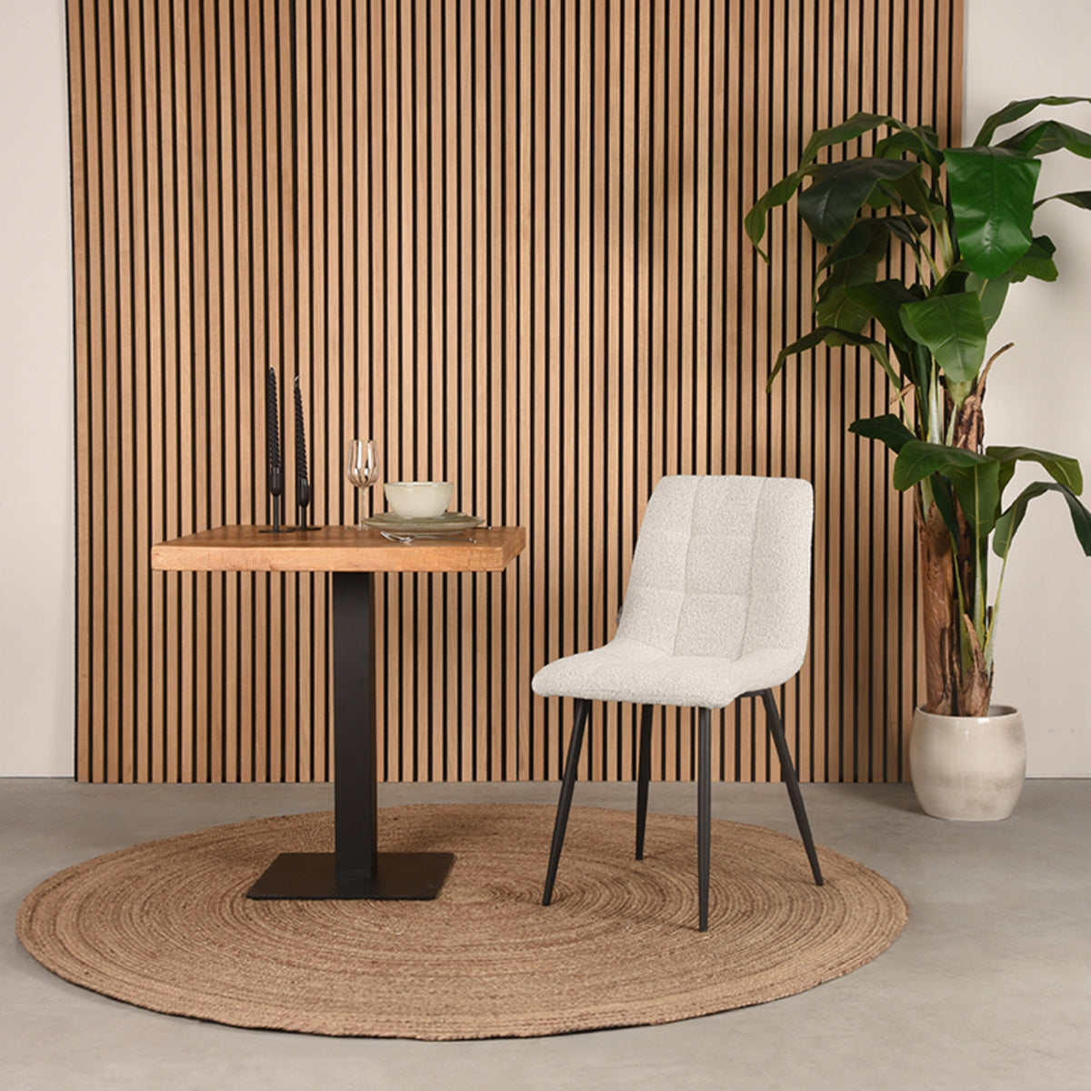 LABEL51 Chaise de salle à manger Juul - Naturel - Bouclé
