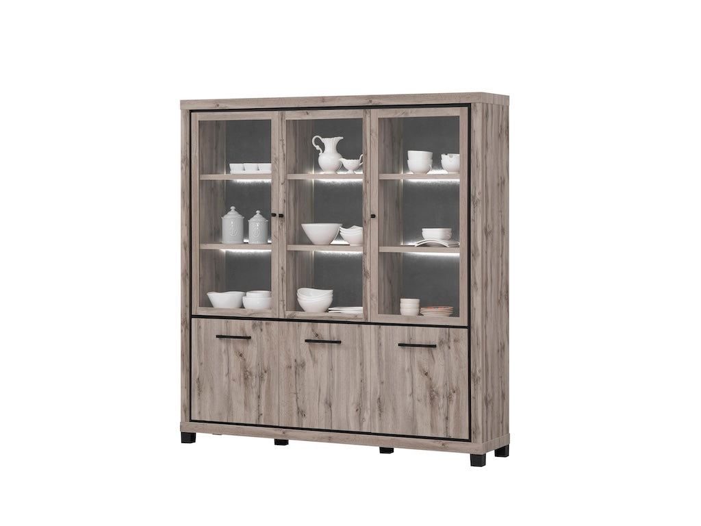 TYC - Glaskast 3-deur Olivier - Canada Oak - 191x205x45cm