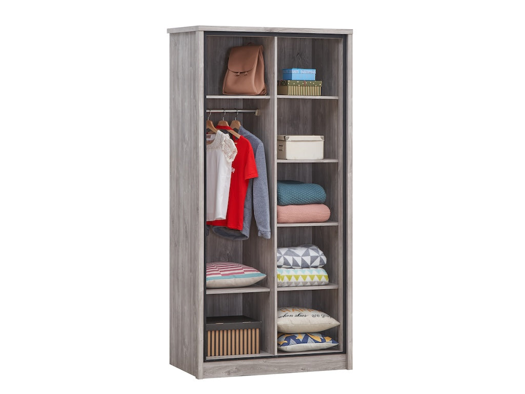 TYC - Armoire 2P Oona - Chêne Gris New - 100x208x55cm
