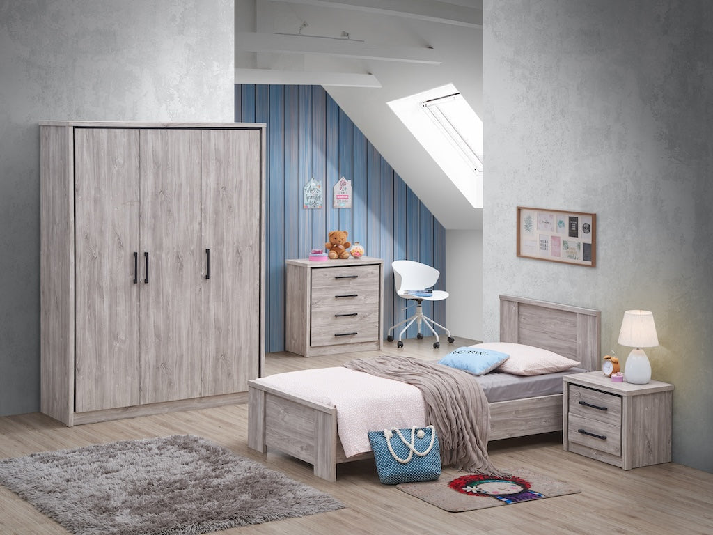 TYC - Jeugdkamer Oona - 3-delige set kleerkast 3 deuren - New grey oak