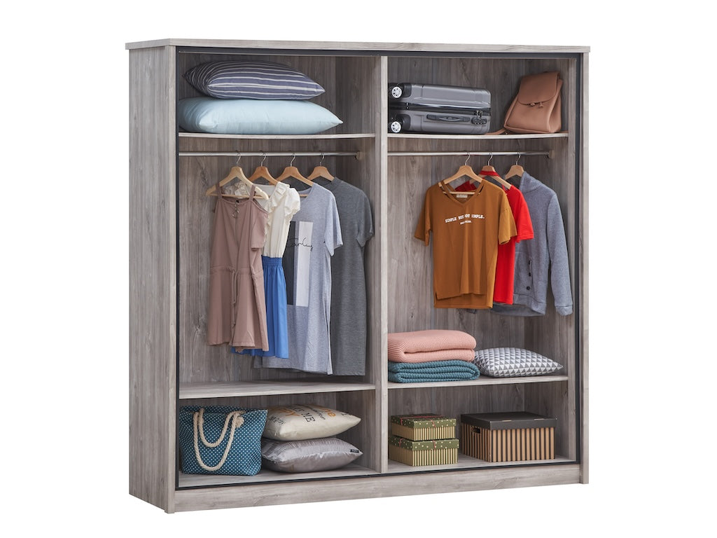 TYC - Armoire 4P Oona - Chêne gris - 214x208x55cm