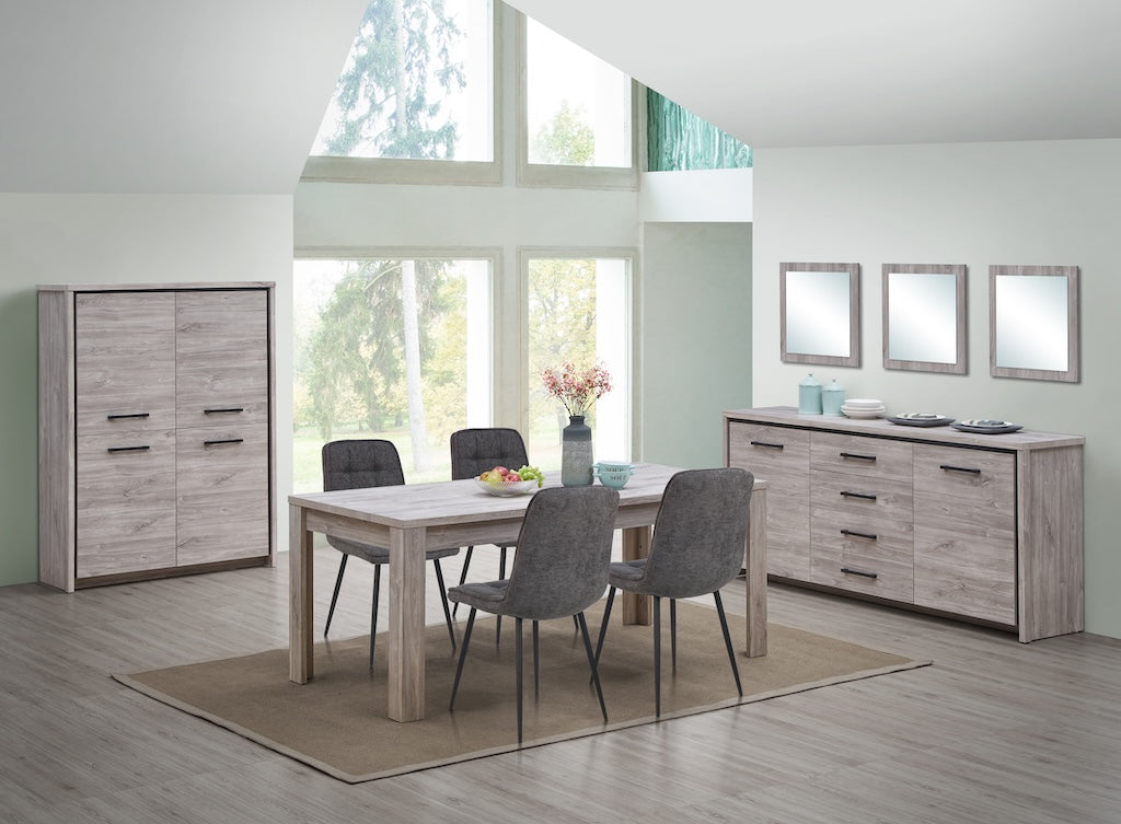 TYC - Eetkamer Oona - 3-delige set met barkast - New Grey Oak