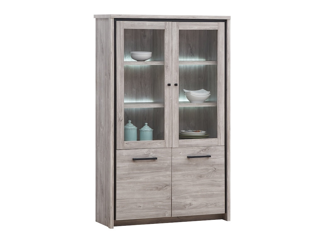TYC - Eetkamer Oona - 3-delige set met vitrine - New Grey Oak