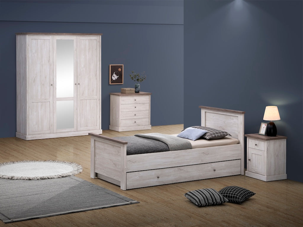 Jeugdkamer Odette - 3-delige set met 3-deurs kast - White oak - autumn oak