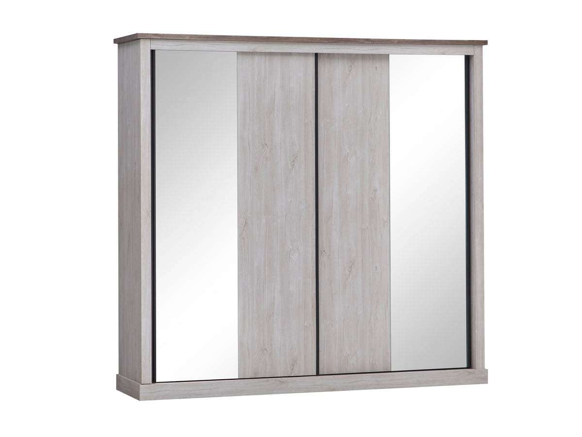 TYC - Armoire 2 portes coulissantes Odette - Chêne Blanc - 225x215x60cm
