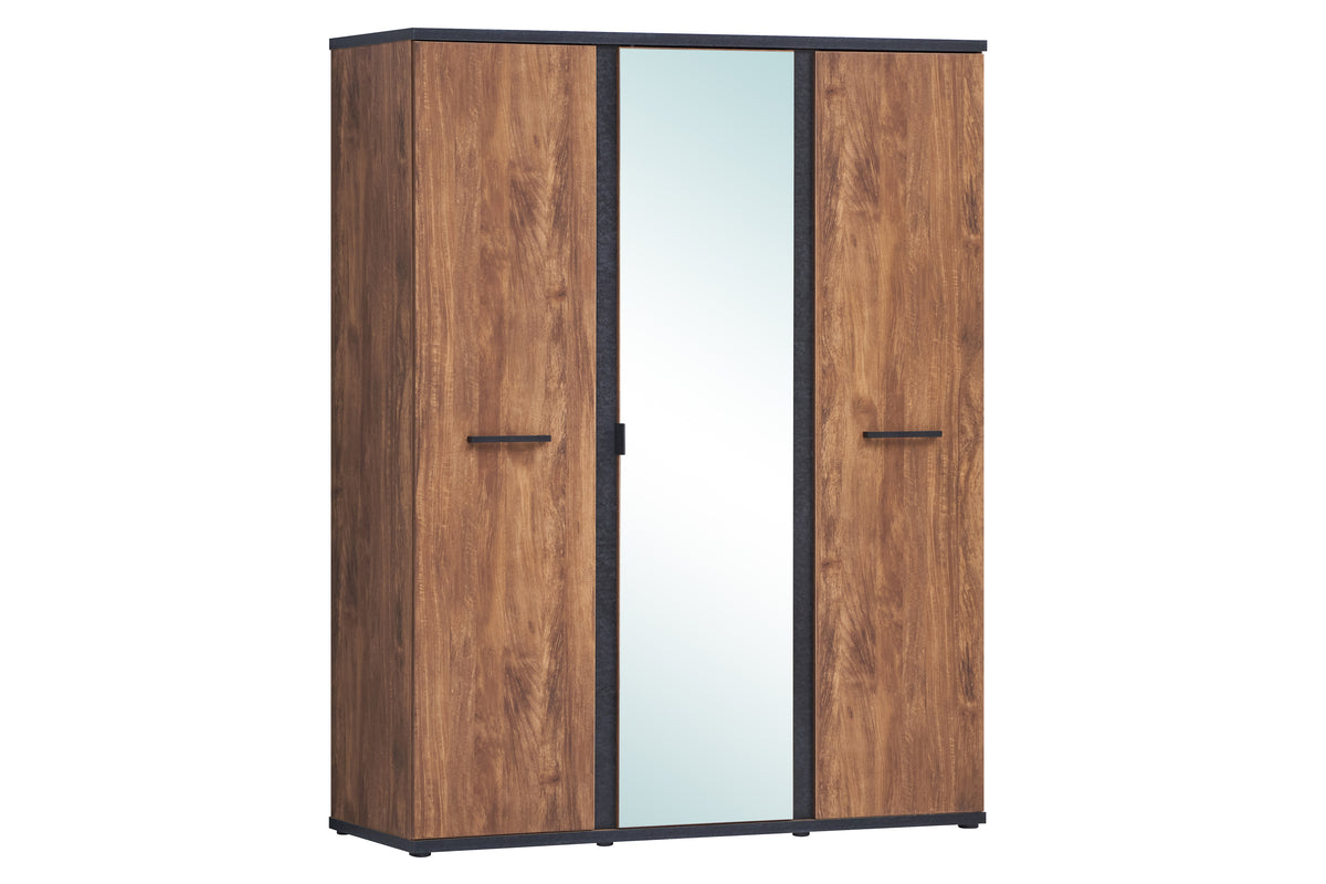 TYC - Kleerkast Ellen - 3 draaideuren - Donkere Eik/Antraciet - 164x208x55cm