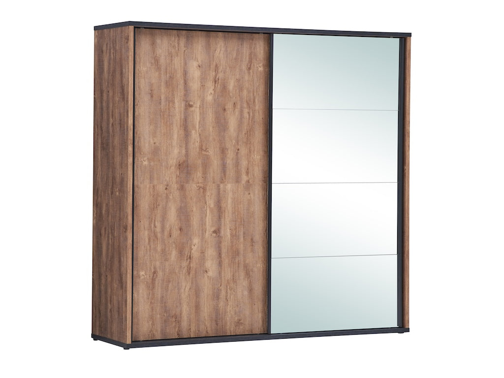 TYC - Slaapkamer Osric - 4-delige set met Kast 220 cm - Industrial oak - black line