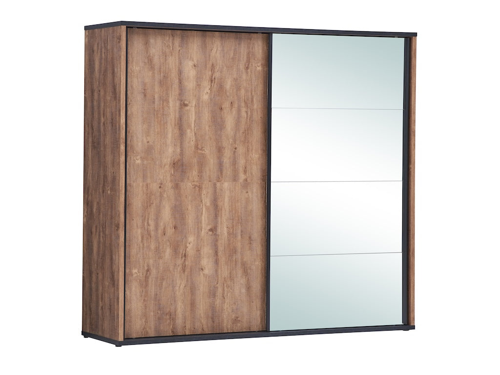 TYC - Slaapkamer Osric - 4-delige set met Kast 240 cm - Industrial oak - black line