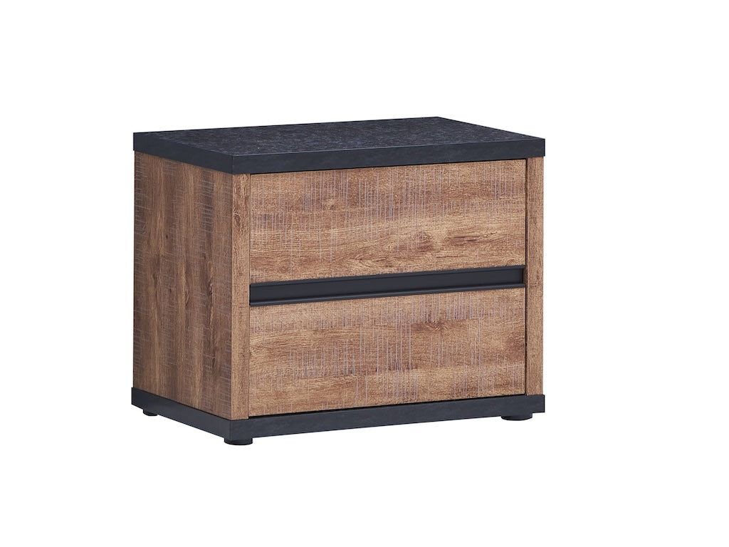 TYC - Slaapkamer Osric - 4-delige set met Kast 240 cm - Industrial oak - black line