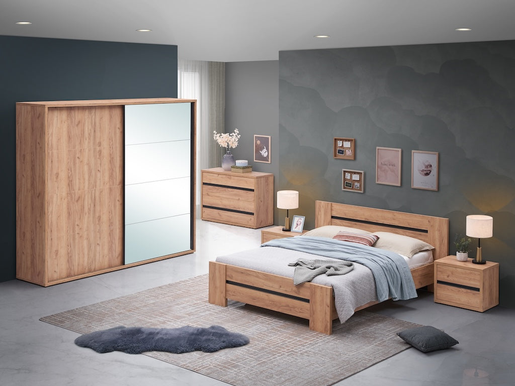 TYC - Slaapkamer Orenda - 4-delige set met kast 240cm - French oak
