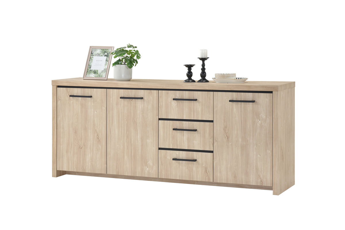 TYC - Eetkamer Orla - 3-delige set met barkast - Ivory oak black line