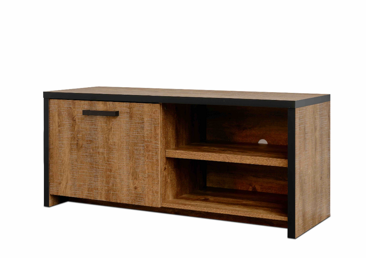 TYC - Meuble TV 1D Odelinde - Chêne industriel - 126x55x45cm