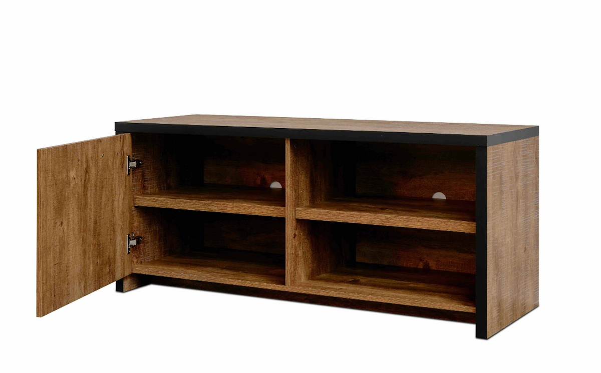 TYC - Meuble TV 1D Odelinde - Chêne industriel - 126x55x45cm