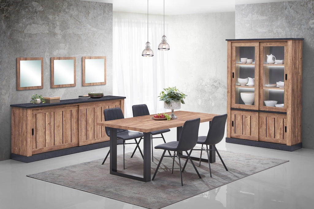 TYC - Eetkamer Omero - 3-delige set - Industrial oak black line