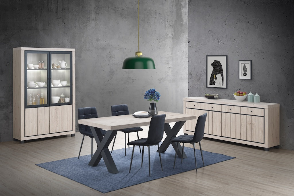 TYC - Eetkamer Othello - 3-delige set - Natural oak black line