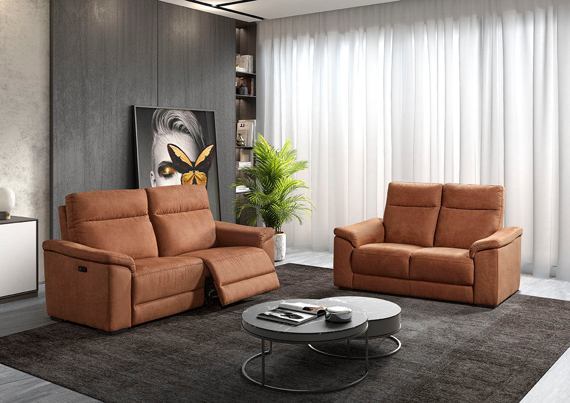 GBO - 3+2 zit relax electrisch Mirabel - Stof Cognac