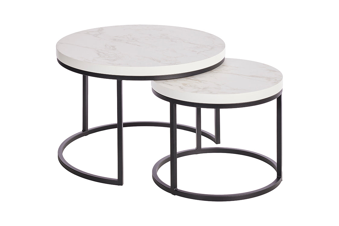 GBO - Bijzettafel SL2303 - Rond - Halifax White  - 76 /56 x H 50 /43 cm