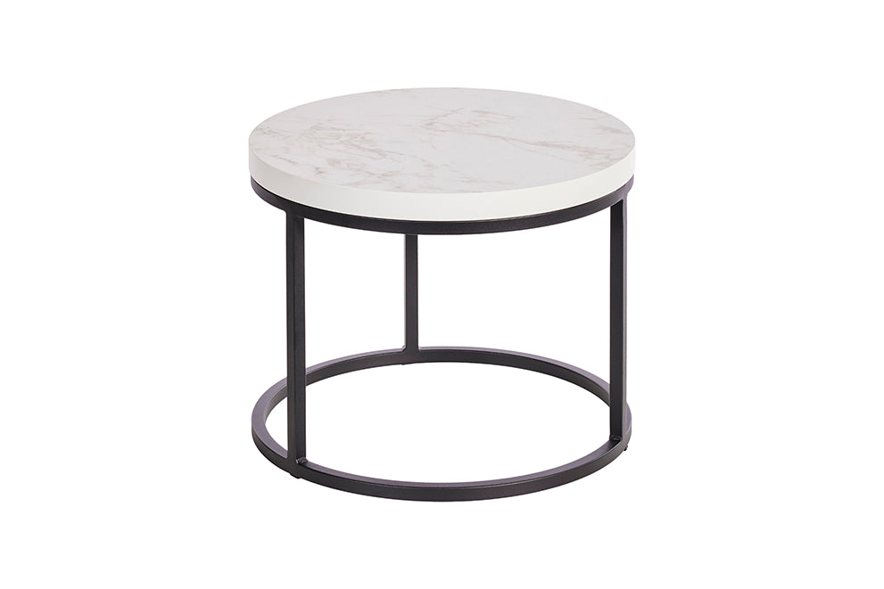 GBO - Bijzettafel SL2303 - Rond - Halifax White  - 76 /56 x H 50 /43 cm