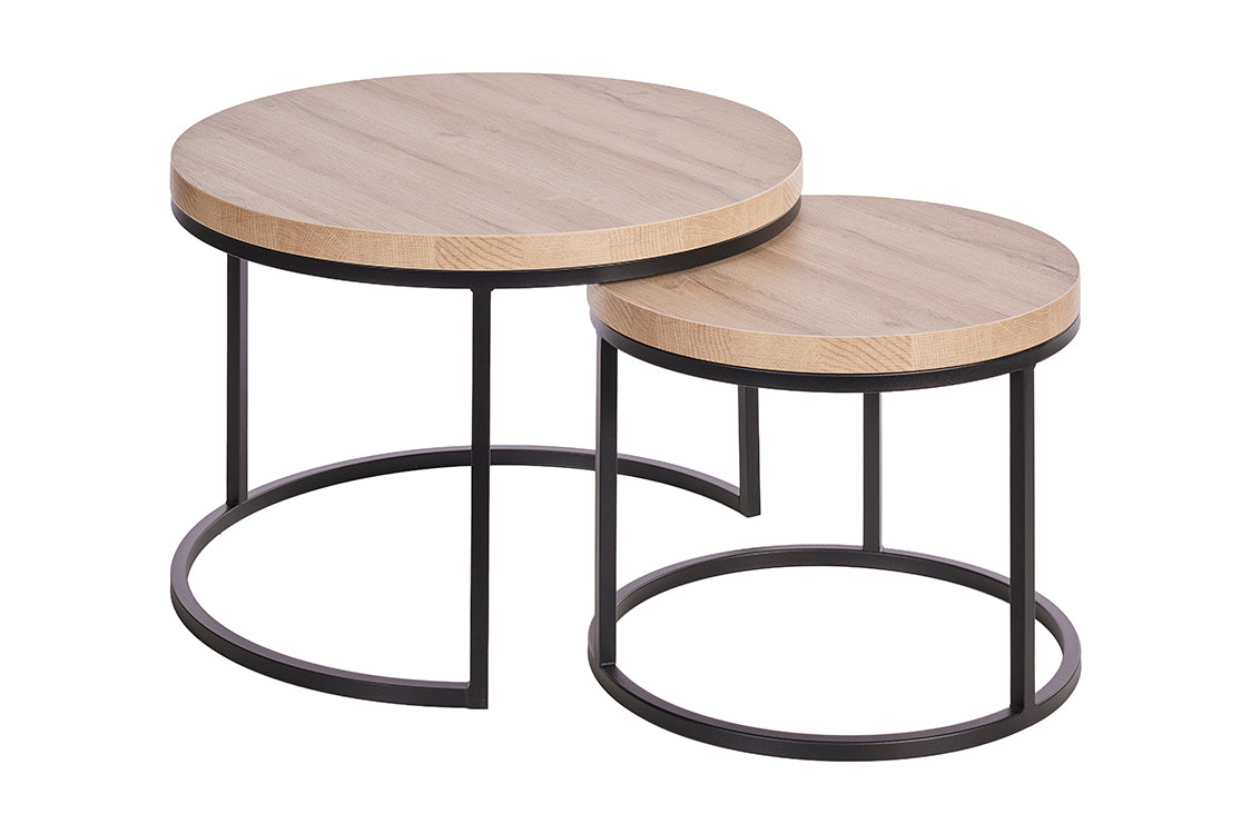 GBO - Bijzettafel SL2303 - Rond - French oak  - 76 /56 x H 50 /43 cm