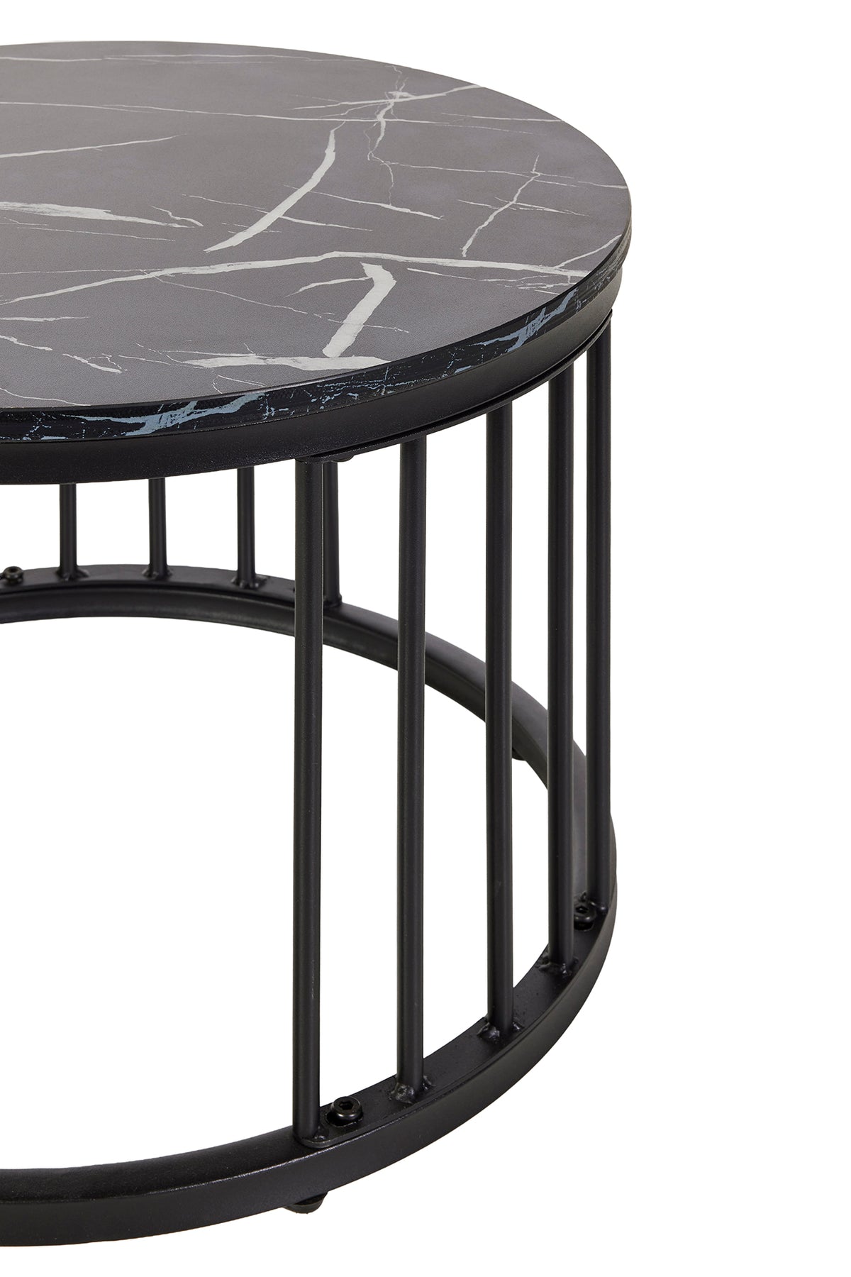 GBO - Table d'appoint Joy - Effet marbre noir - 70 x H 45/50 x H 38 cm
