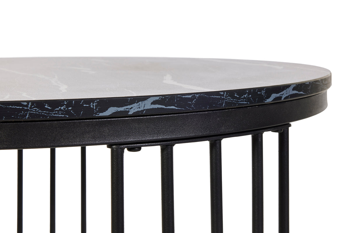GBO - Table d'appoint Joy - Effet marbre noir - 70 x H 45/50 x H 38 cm