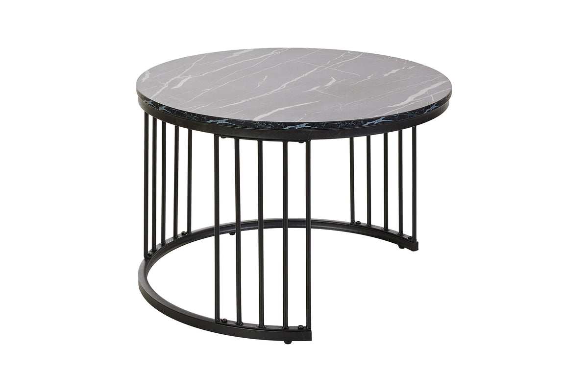 GBO - Table d'appoint Joy - Effet marbre noir - 70 x H 45/50 x H 38 cm