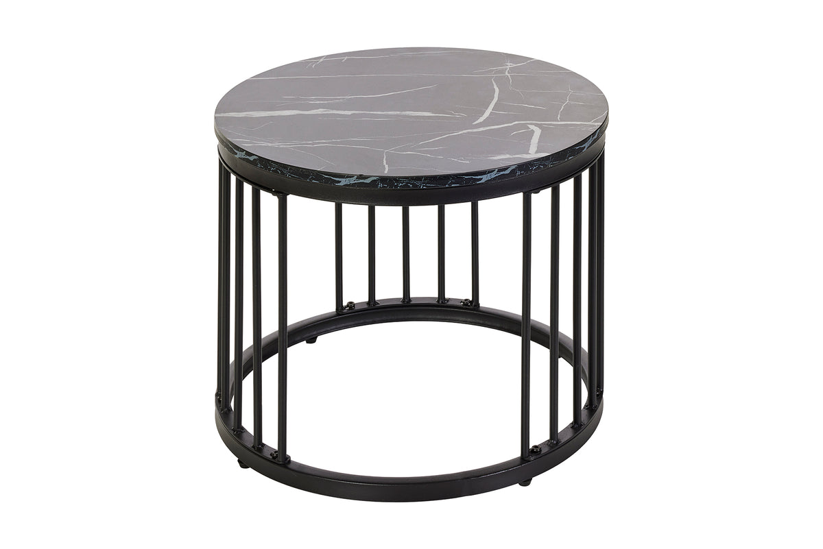 GBO - Table d'appoint Joy - Effet marbre noir - 70 x H 45/50 x H 38 cm