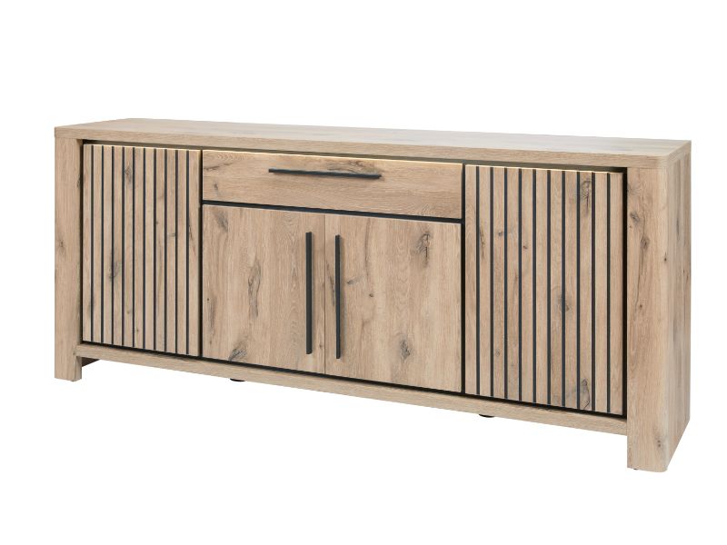 GBO - Dressoir Santos – 220x92x50 cm – Melamine, Canyon oak + nox