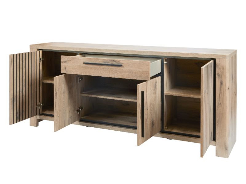 GBO - Dressoir Santos – 220x92x50 cm – Melamine, Canyon oak + nox