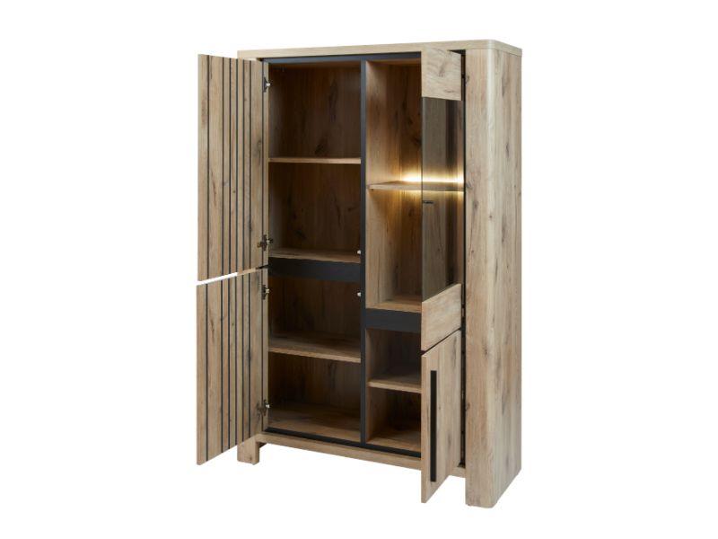 GBO -Vitrine Santos – 120x180x42cm - Melamine, Canyon oak