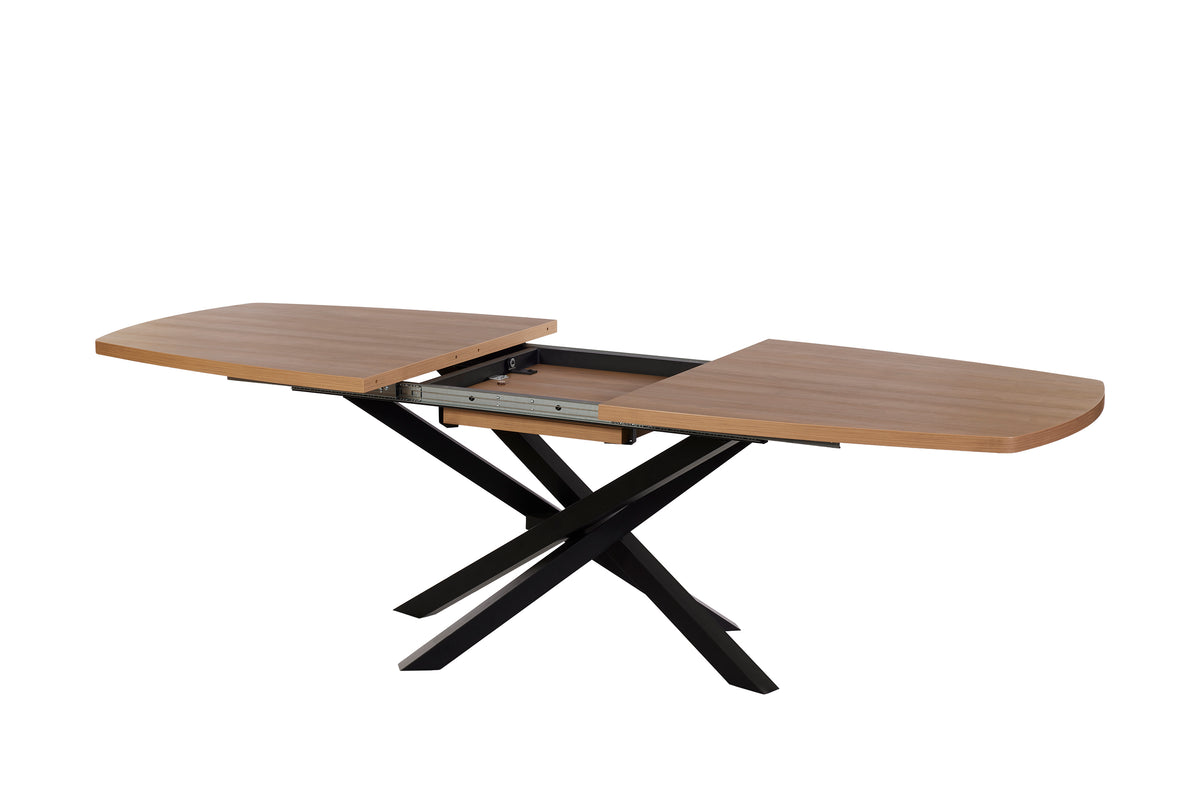 GBO - Table à manger Valerio TF2415 - Ovale extensible - Noyer clair - 200->250x 100x76 cm