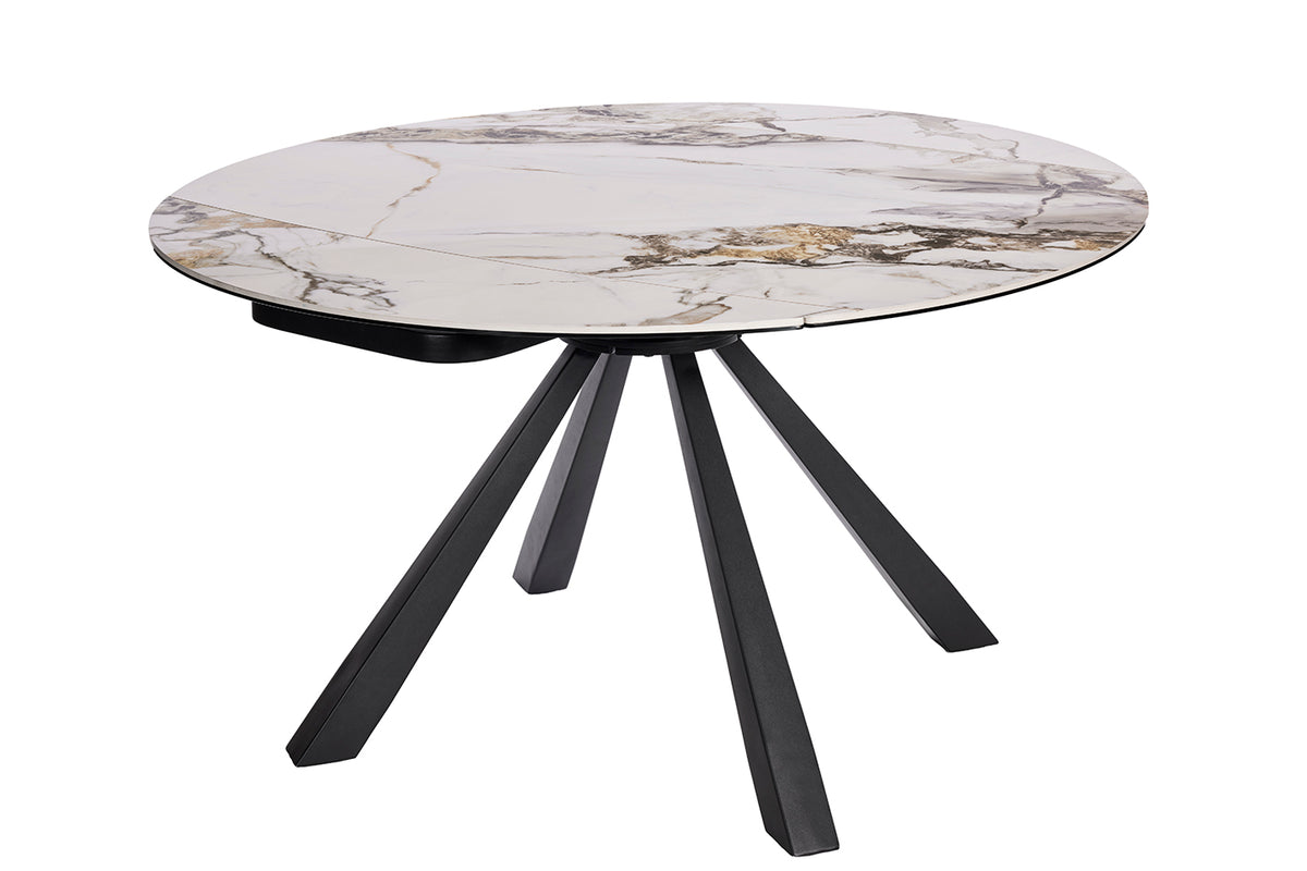 GBO - Tafel TF2508 - Rond uitdraaiend - 9 mm keramiek+6 mm glas - 115 (190) x 190 x 75cm