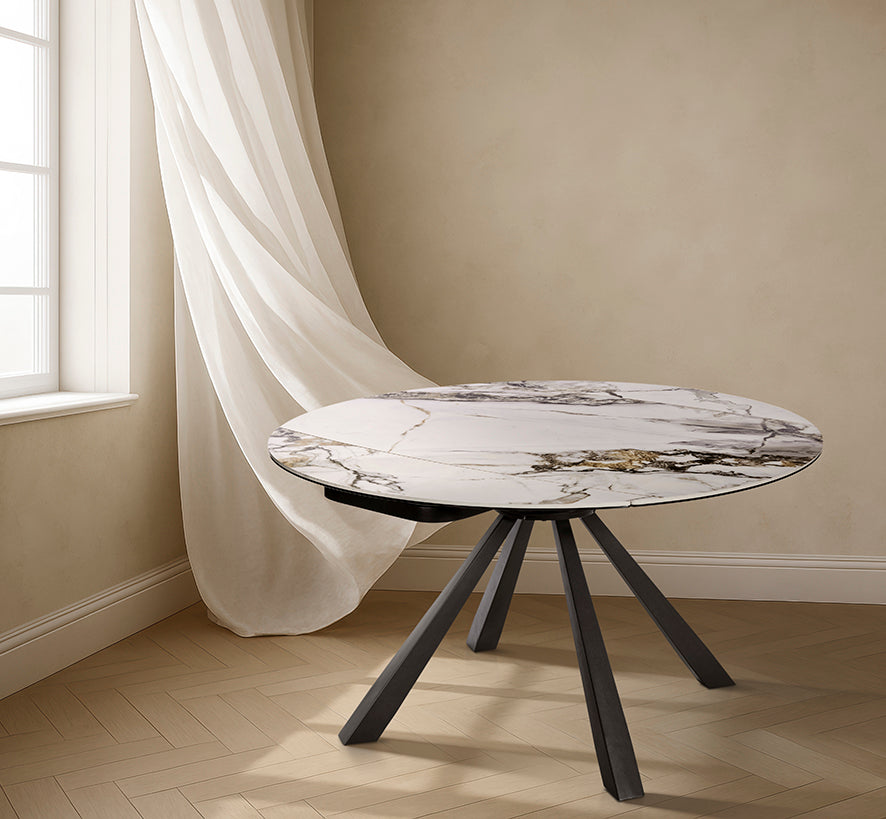 GBO - Ronde Tafel van Kera - Marmer - 115 (190) x 190 x 75 cm