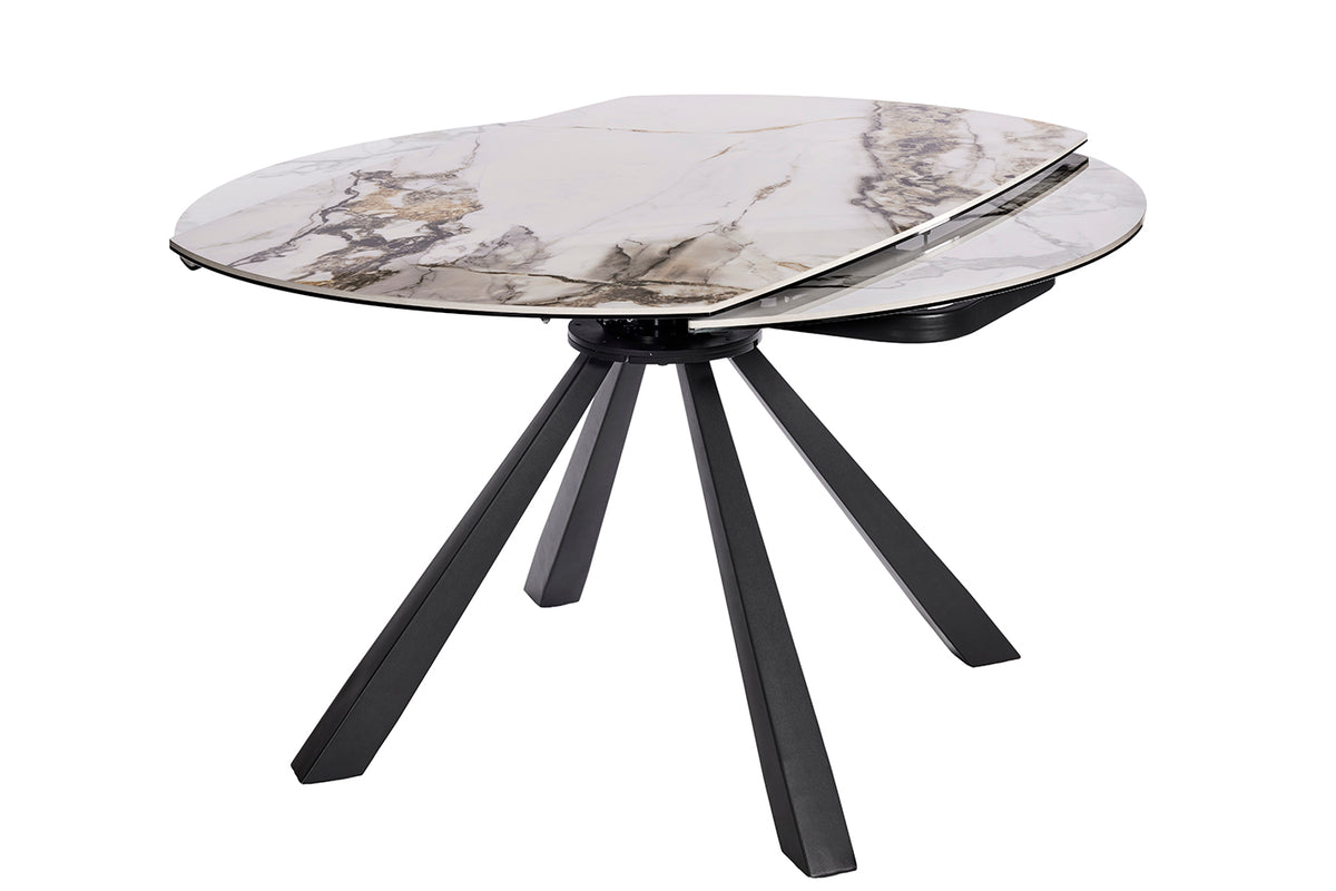 GBO - Tafel TF2508 - Rond uitdraaiend - 9 mm keramiek+6 mm glas - 115 (190) x 190 x 75cm