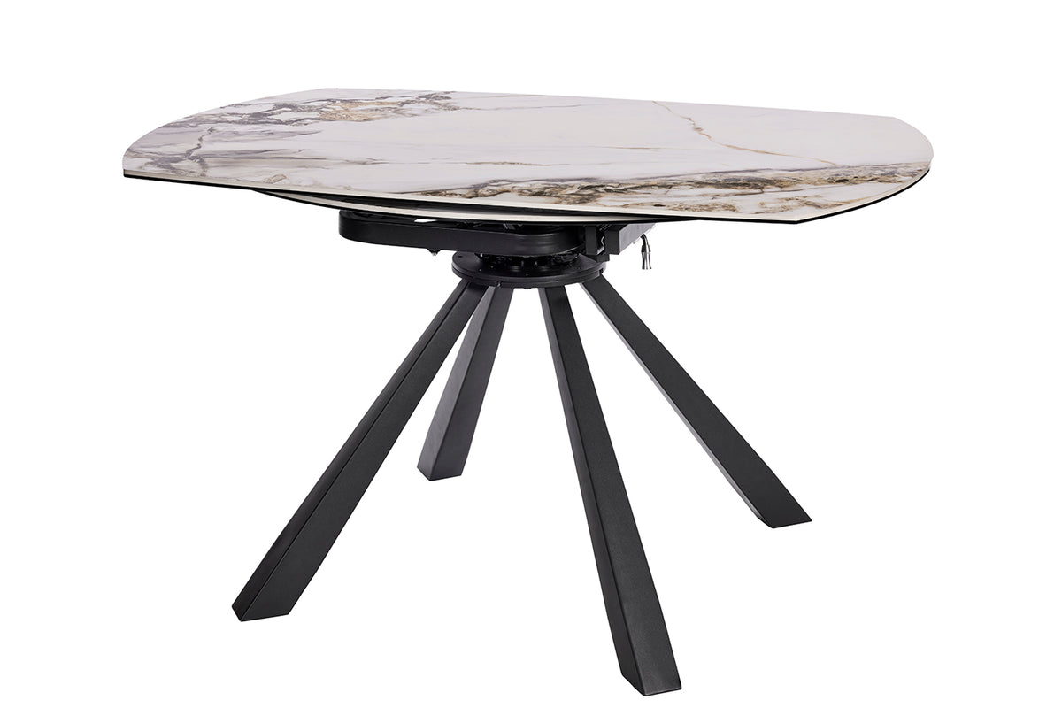 GBO - Tafel TF2508 - Rond uitdraaiend - 9 mm keramiek+6 mm glas - 115 (190) x 190 x 75cm