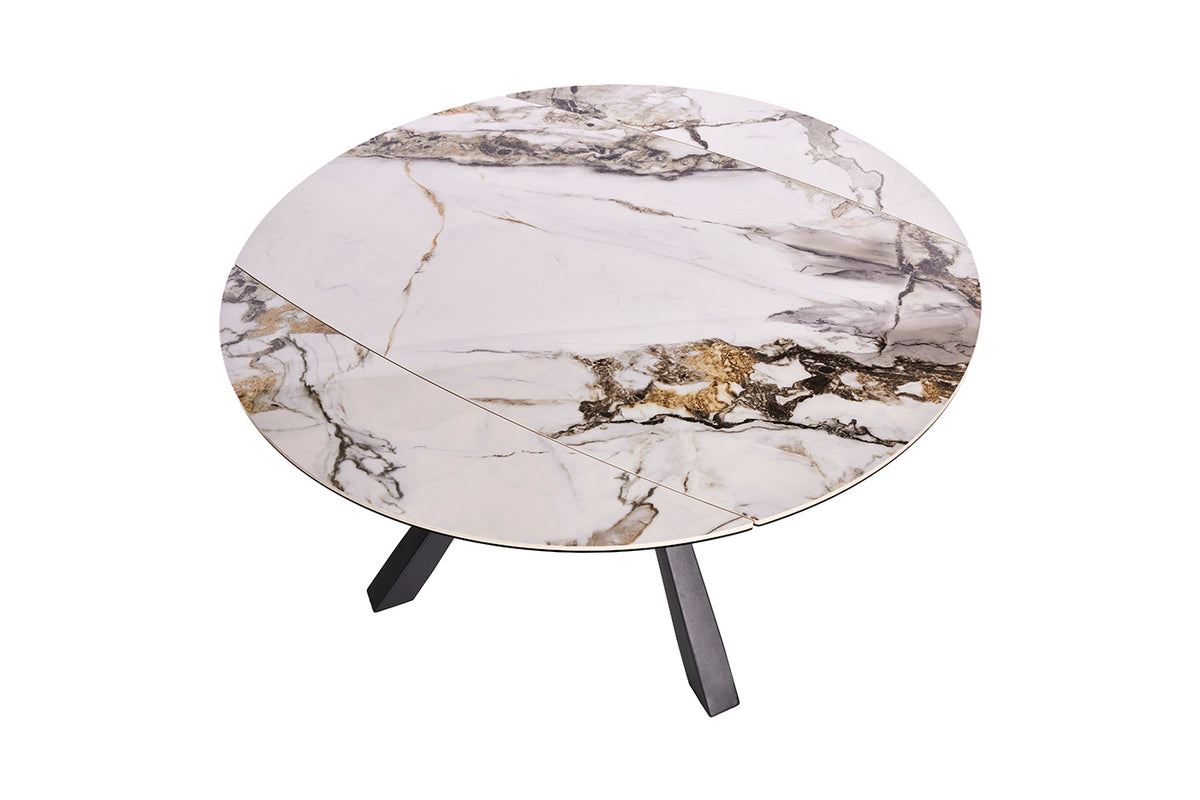 GBO - Tafel TF2508 - Rond uitdraaiend - 9 mm keramiek+6 mm glas - 115 (190) x 190 x 75cm